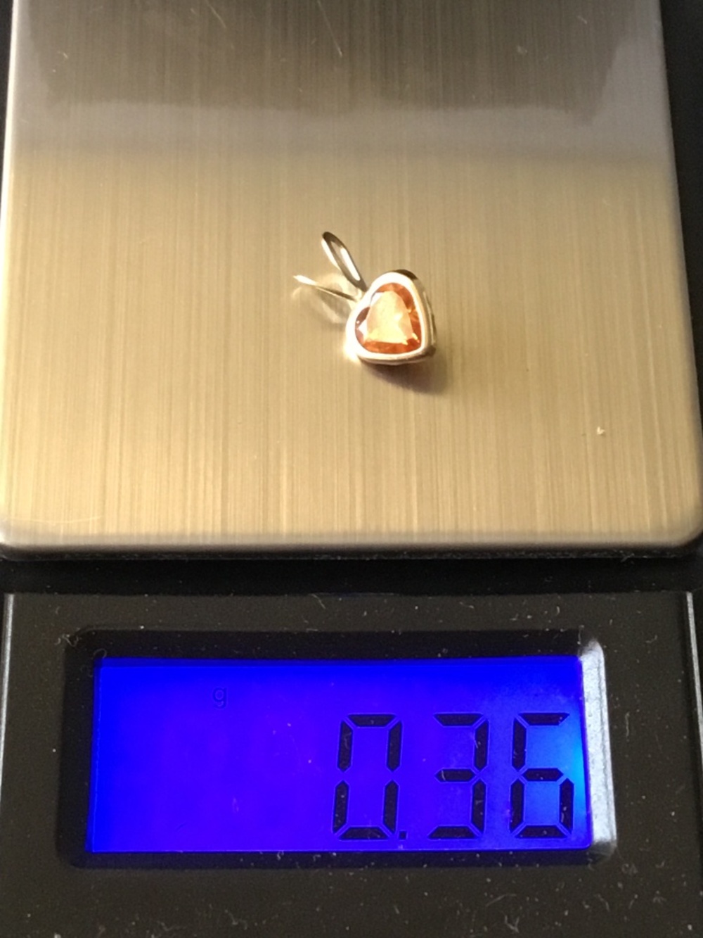 10k citrine  Yellow gold pendant ==.37 gram==smaller than dime==tested